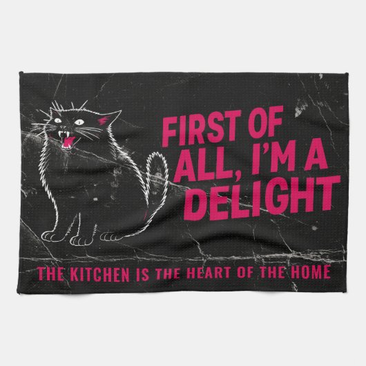 First Of All I'm A Delight Roaring Black Cat Theedoek (Horizontaal)