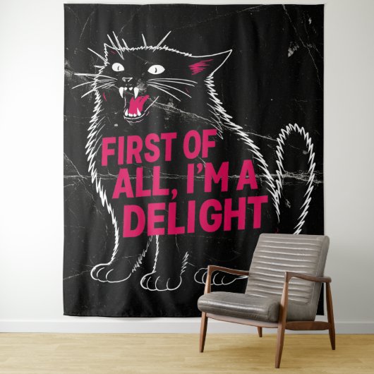 First Of All I'm A Delight Roaring Black Cat Wandkleed (In situ)