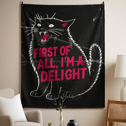 First Of All I'm A Delight Roaring Black Cat Wandkleed