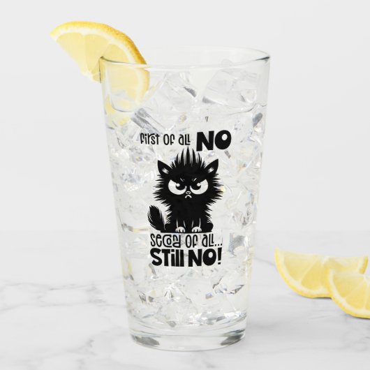 First Of All, No Funny Cat Lover Gift Glas (Voorkant ijs)
