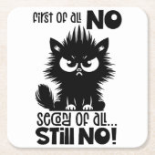 First Of All, No Funny Cat Lover Gift  Kartonnen Onderzetters (Voorkant)