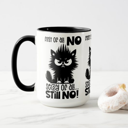 First Of All, No Funny Cat Lover Gift  Mok (Met donut)