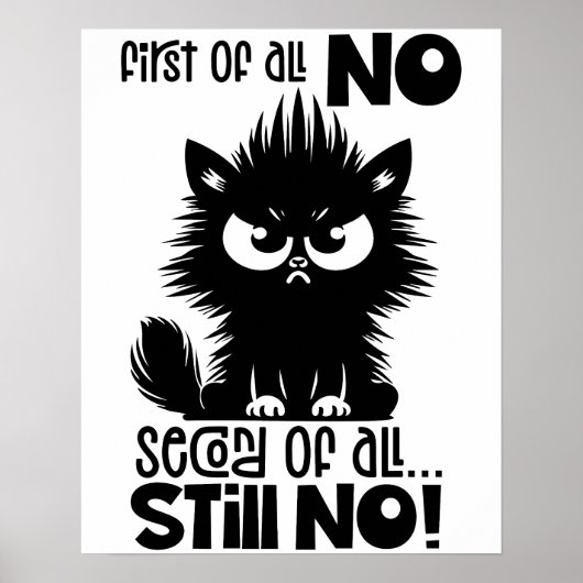 First Of All, No Funny Cat Lover Gift  Poster (Voorkant)