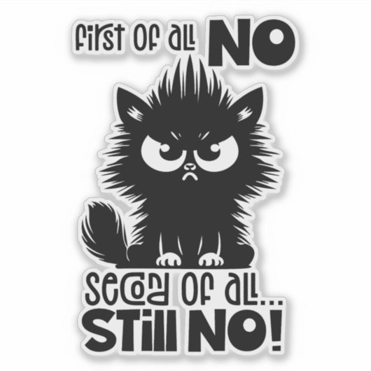 First Of All, No Funny Cat Lover Gift  Sticker (Voorkant)