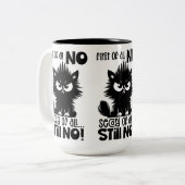 First Of All, No Funny Cat Lover Gift Tweekleurige Koffiemok (Voorkant links)