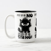 First Of All, No Funny Cat Lover Gift Tweekleurige Koffiemok (Links)