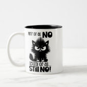 First Of All, No Funny Cat Lover Gift  Tweekleurige Koffiemok (Links)