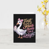 First Of Jesus Thinks A Delight Funny Goose Meme Kaart (Gele Bloem)