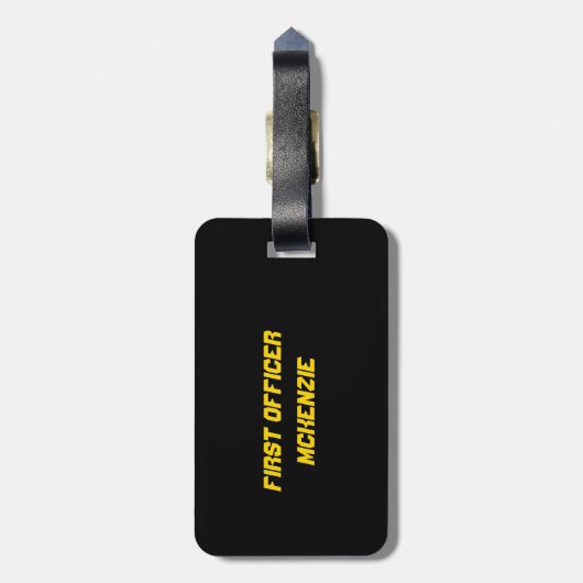 First Officer Pilot Uniform Fun Bagagelabel (Achterkant verticaal)