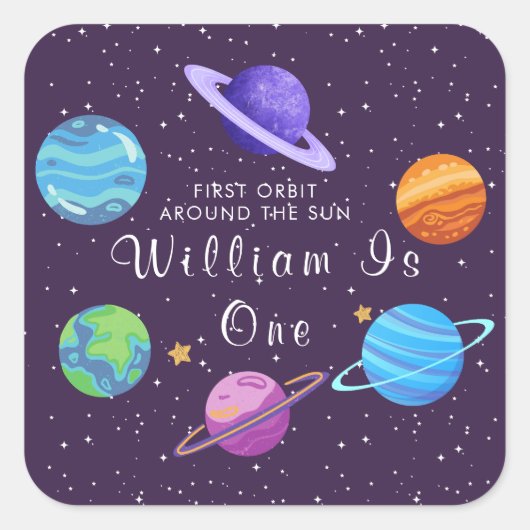 First Orbit Around the Sun Space Birthday Sticker  (Voorkant)