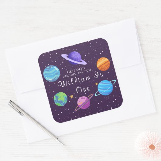 First Orbit Around the Sun Space Birthday Sticker  (Envelop)