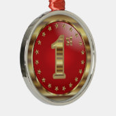 First Place - Gold and Red Medal Award Metalen Ornament (Rechts)