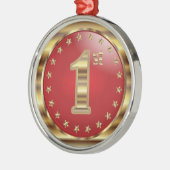 First Place - Gold and Red Medal Award Metalen Ornament (Links)