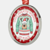 First Place Ugly Sweater Winner Christmas Metalen Ornament (Links)