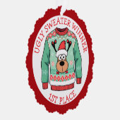 First Place Ugly Sweater Winner Christmas Ornament Kaart (Rechts)