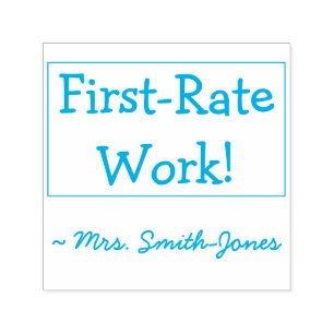 "First-rate werk!" + aangepaste onderwijsnaam Zelfinktende Stempel