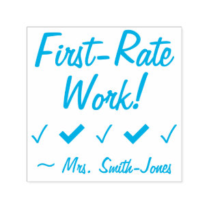 "First-rate werk!" + Onderwijsbenaming Rubber Stam Zelfinktende Stempel