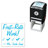 "First-rate werk!" + Onderwijsbenaming Rubber Stam Zelfinktende Stempel (In situ)