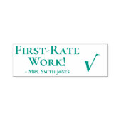 "First Rate Work!" + Rubber Stamp Naam instructeur Zelfinktende Stempel (Design)