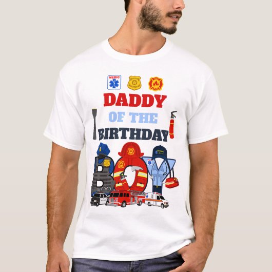 First Responder Dad of the Birthday Boy T-shirt (Voorkant)