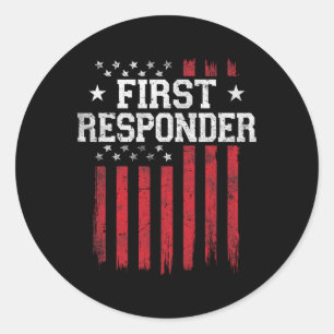 First Responder Trotse Amerikaanse vlag USA Patrio Ronde Sticker