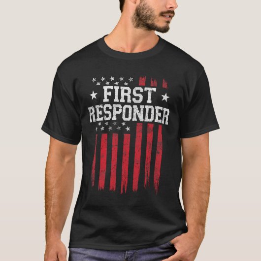 First Responder Trotse Amerikaanse vlag USA Patrio T-shirt (Voorkant)