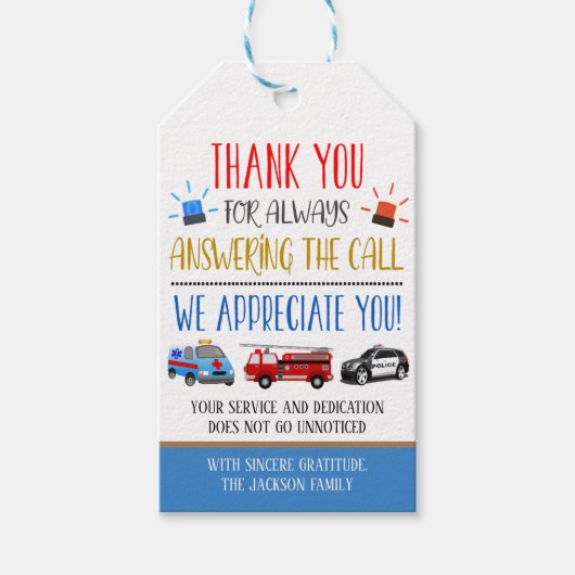 First Responders Appreciation Gift Label Cadeaulabel (Voorkant)