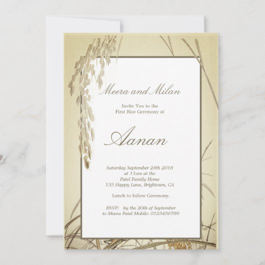 First Rice Ceremony Rice Plant Gold Kaart (Achterkant)