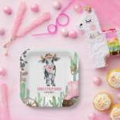 First Rodeo 1st Birthday Baby Cow Papieren Bordje (Feest)