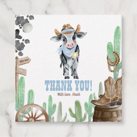 First Rodeo 1st Birthday Baby Cow Thank You Bedankjes Labels (Voorkant)