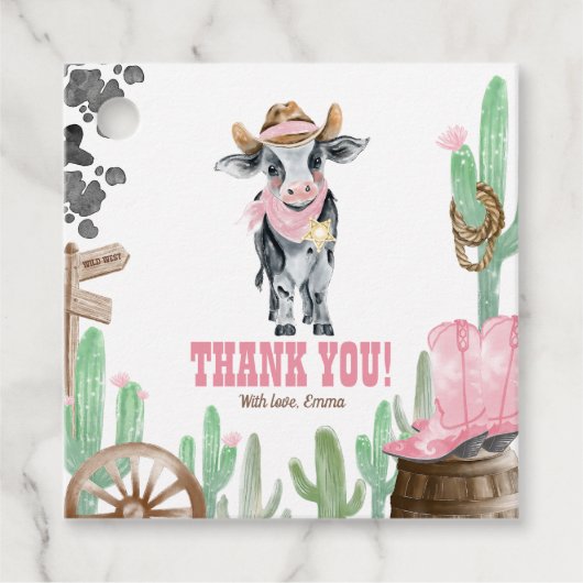 First Rodeo 1st Birthday Baby Cow Thank You Bedankjes Labels (Voorkant)