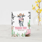 First Rodeo 1st Birthday Baby Cow Thank You Kaart (Gele Bloem)
