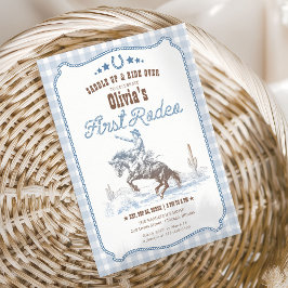 First Rodeo 1st Birthday Blue Western Kaart