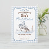 First Rodeo 1st Birthday Blue Western Kaart (Staand voorkant)