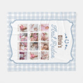 First Rodeo 1st Birthday Blue Western Photo Sign Fleece Deken (Voorkant (Horizontaal))