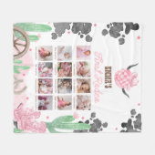 First Rodeo 1st Birthday Boho Wild West Photo Sign Fleece Deken (Voorkant (Horizontaal))