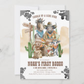 First Rodeo 1st Birthday Cute Animals Wild West Kaart (Voorkant)