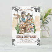First Rodeo 1st Birthday Cute Animals Wild West Kaart (Staand voorkant)