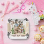 First Rodeo 1st Birthday Cute Animals Wild West Papieren Bordje (Feest)