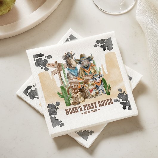 First Rodeo 1st Birthday Cute Animals Wild West Servet