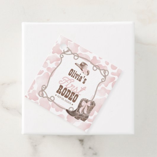 First Rodeo 1st Birthday Dusty Pink Bedankjes Labels (In situ)