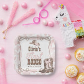 First Rodeo 1st Birthday Dusty Pink Papieren Bordje (Feest)