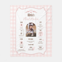 First Rodeo 1st Birthday Milestone Western Sign  Fleece Deken