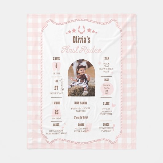 First Rodeo 1st Birthday Milestone Western Sign  Fleece Deken (Voorkant)