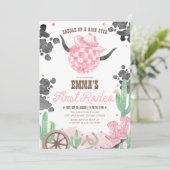 First Rodeo 1st Birthday Pink Boho Wild West Kaart (Staand voorkant)