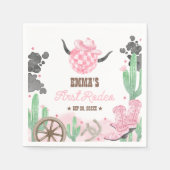 First Rodeo 1st Birthday Pink Boho Wild West Servet (Voorkant)
