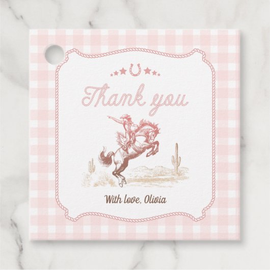 First Rodeo 1st Birthday Pink Western Bedankjes Labels (Voorkant)