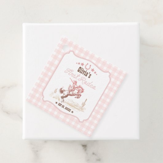 First Rodeo 1st Birthday Pink Western Bedankjes Labels (In situ)