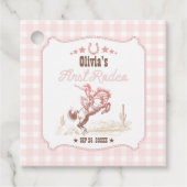 First Rodeo 1st Birthday Pink Western Bedankjes Labels (Voorkant)
