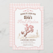 First Rodeo 1st Birthday Pink Western Kaart (Voorkant / Achterkant)